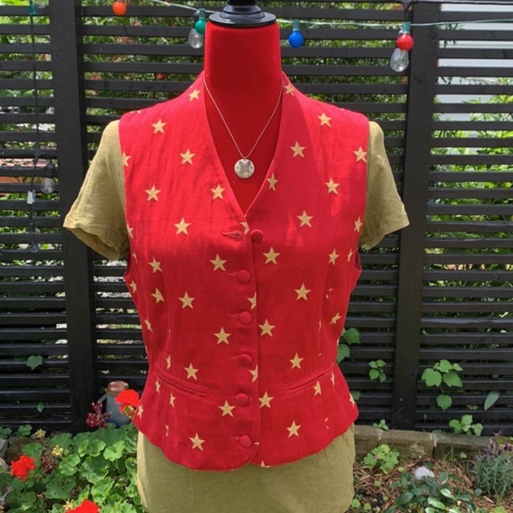 Vintage Lizsport Star Spangled Preppy Vest 6